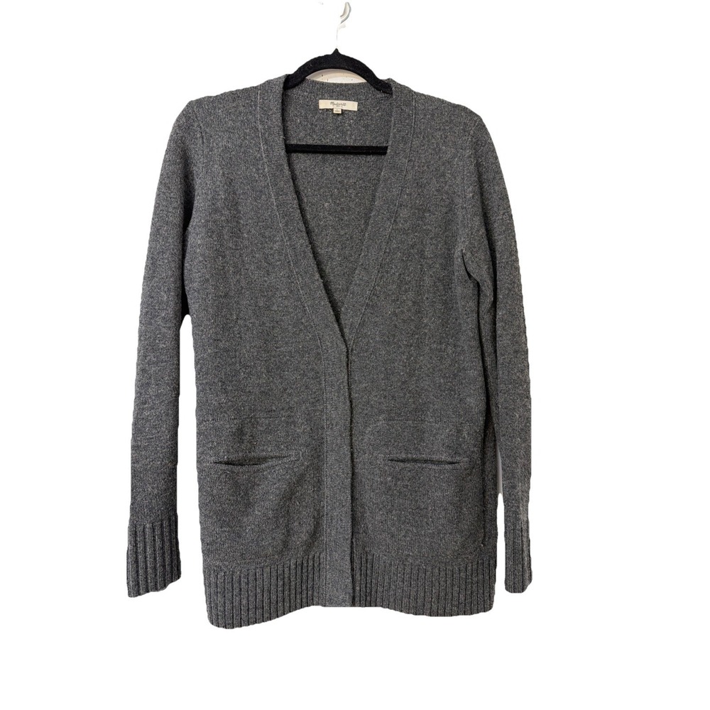 Madewell 1937 Gray Button Up Cardigan Sweater Size S 100% Merino Wool Academia